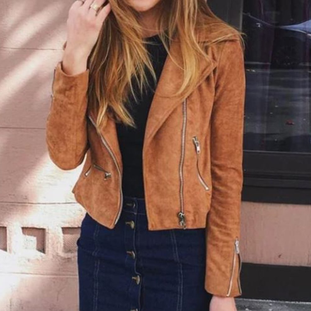 Suede with Love Tan Suede Moto Jacket